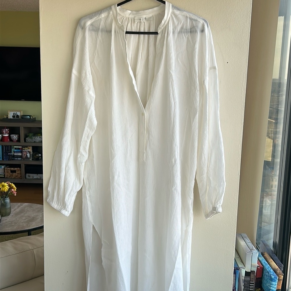 ALC Silk Cotton Blend Long Sleeve Coverup Dress